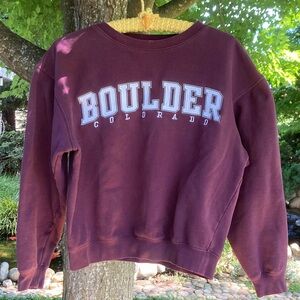 Vail Resort Wear Maroon Crewneck Cotton Embroidered Sweatshirt
